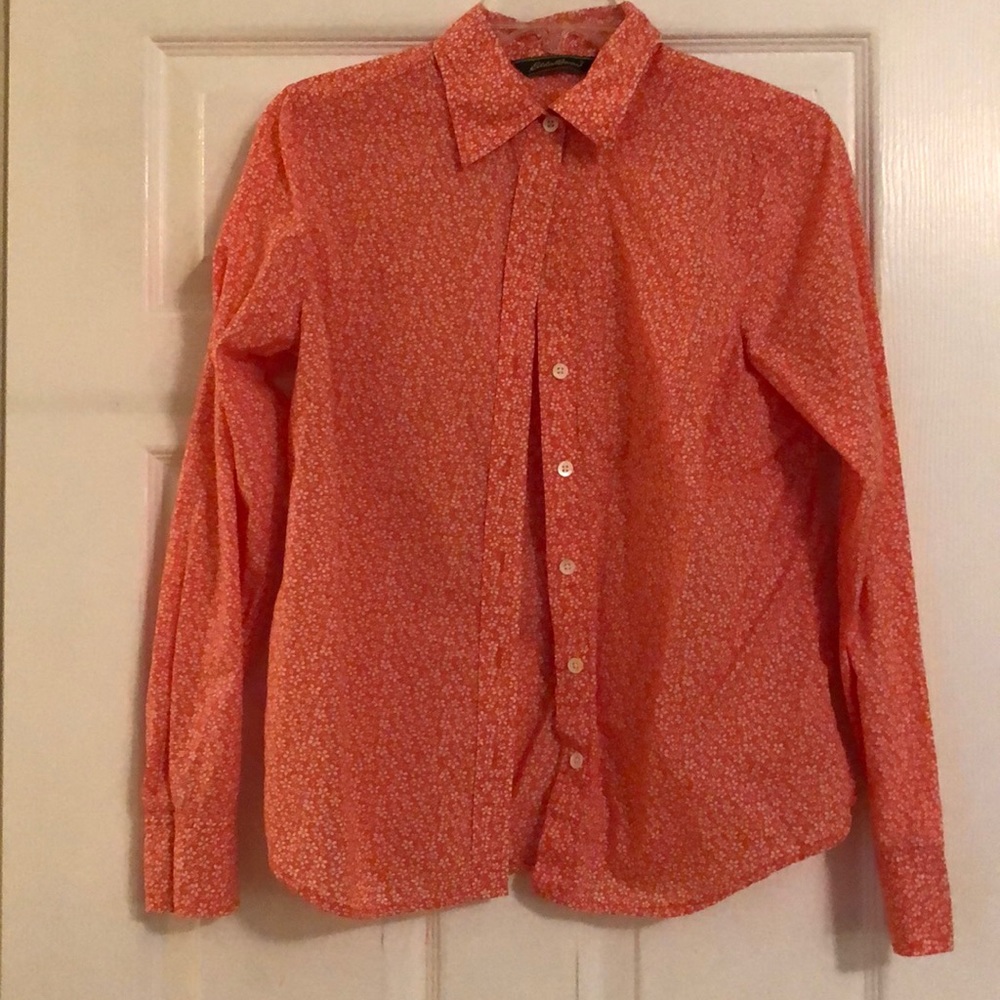 Vintage Eddie Bauer Coral/White Patterned Top